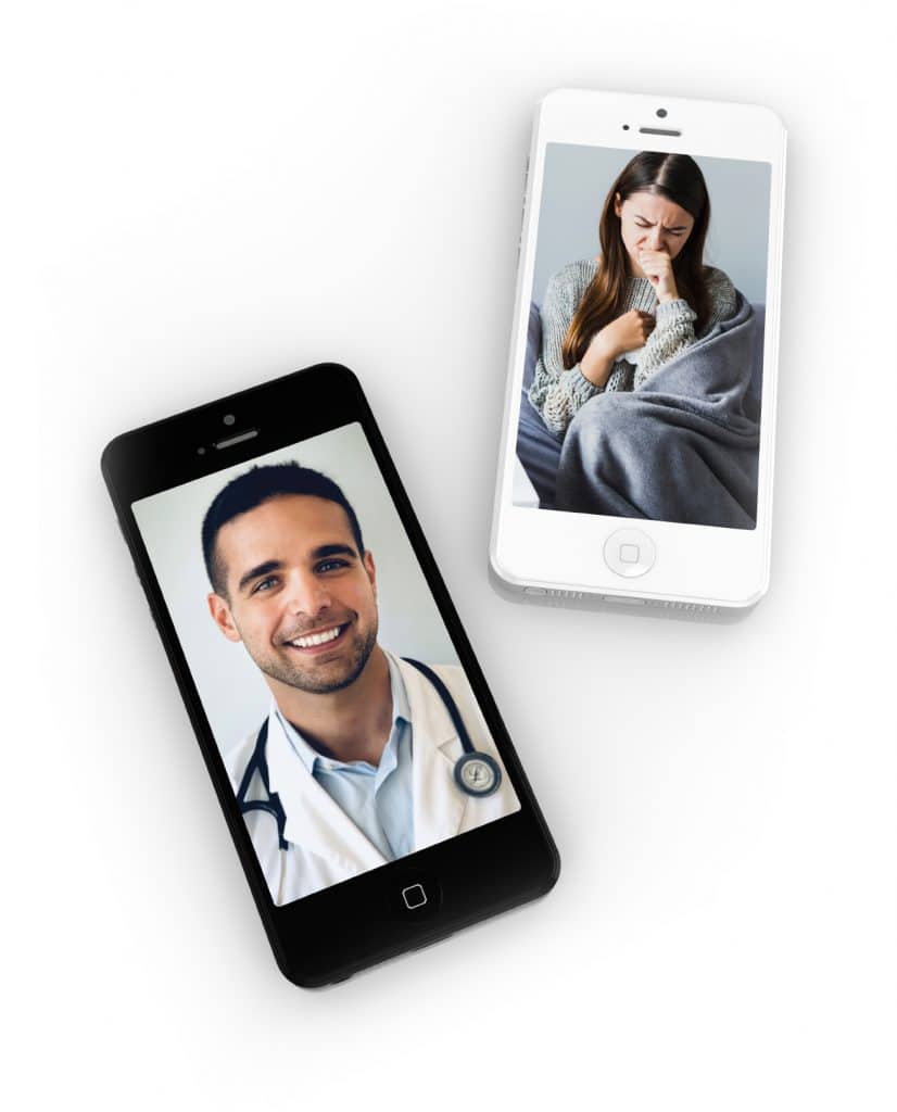 Dr. Efe Sahinoglu, M.D. consulting with a patient via telemedicine