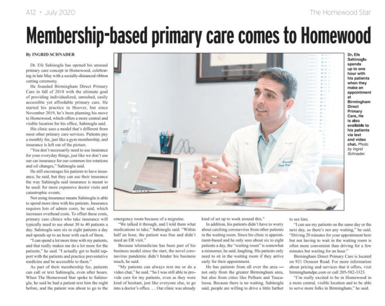 Membership-based primary care comes to Homewood